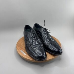 Florsheim Imperial Wingtip Oxford 10.5 D Black Leather Brogue Made in USA VTG